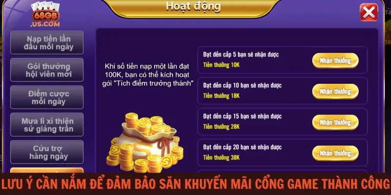 Lưu ý cần nắm để đảm bảo săn khuyến mãi cổng game thành công